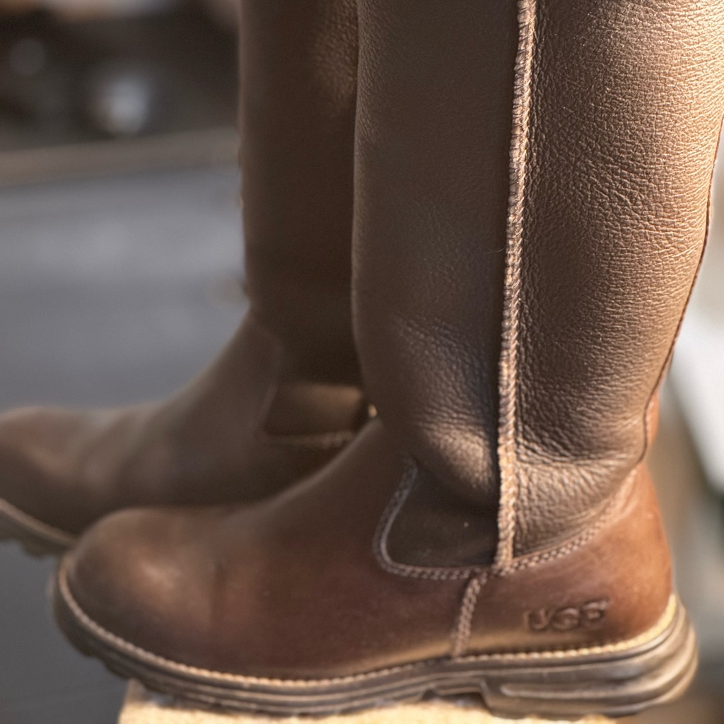 Leather/Shearling Ugg Boots Brown 6